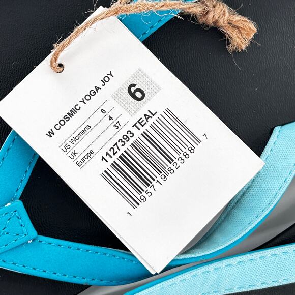 NWT Sanuk Yoga Mat Flip Flop Sandals 6 Black Blue Thong Beach Travel Women's - Picture 3 of 4